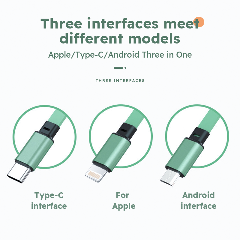 3 In 1 Retractable USB Cable Fast Charging Data Cord