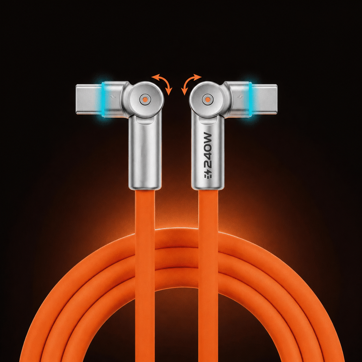 Dual 180° Rotating Fast Charging Cable With LED Light