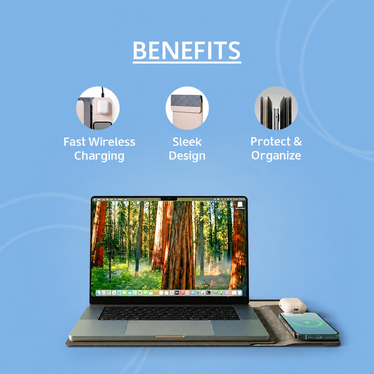4 in 1 Wiresless Charging Laptop Sleeve