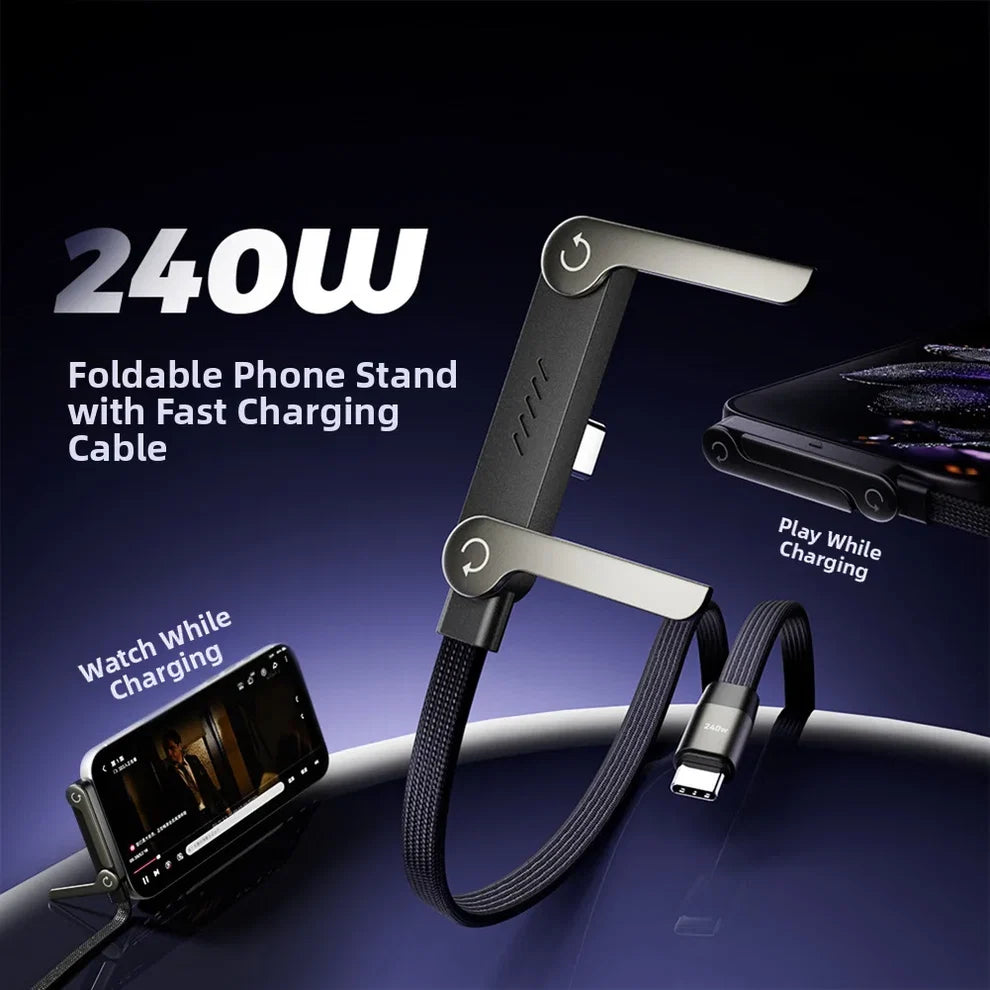 240W Fast Charging Cable with Type-C to Type-C  | T-Shaped Connector | Phone Holder Data Cable