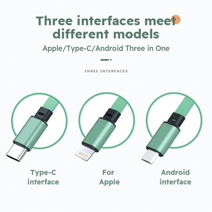 3 In 1 Retractable USB Cable Fast Charging Data Cord