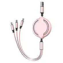 3 In 1 Retractable USB Cable Fast Charging Data Cord