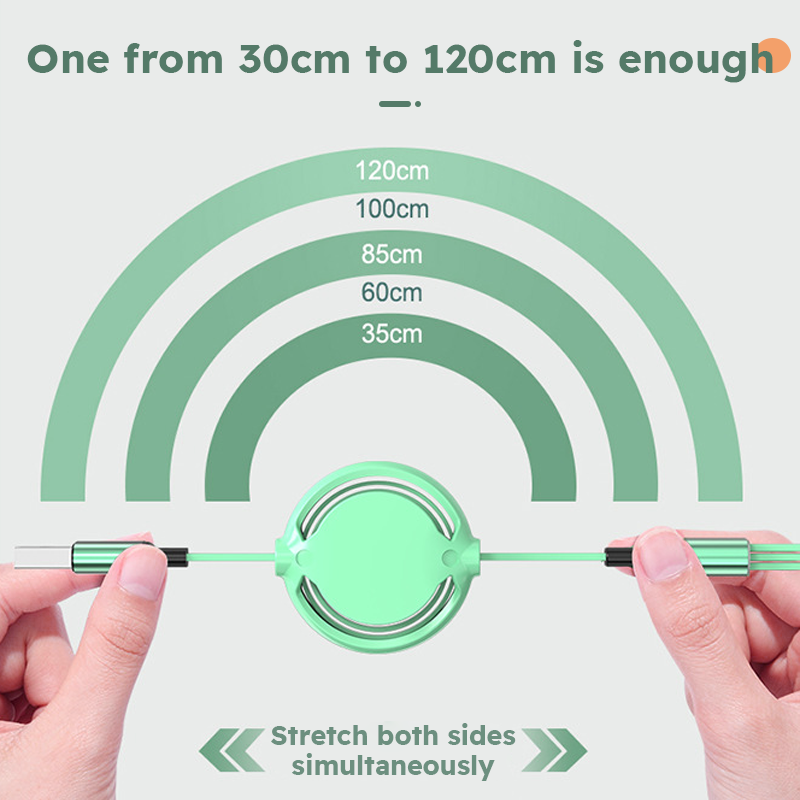 3 In 1 Retractable USB Cable Fast Charging Data Cord